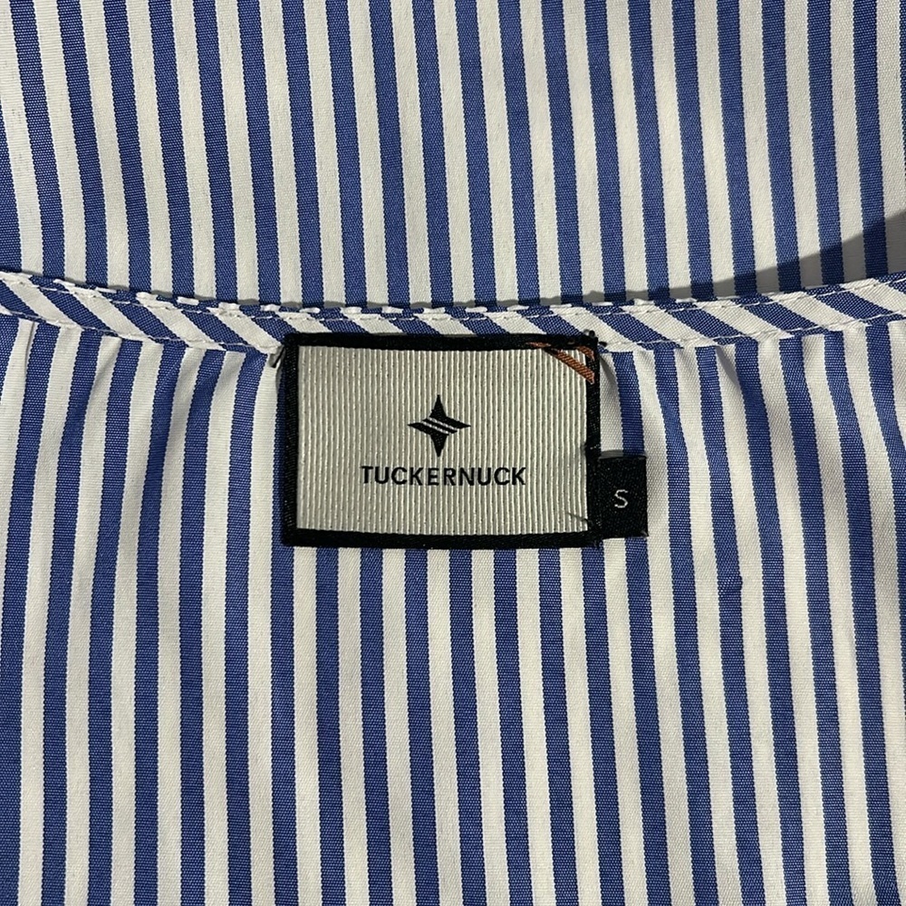 Tuckernuck Easton Blue And White Stripe Puff Sleeve Blouse New Size Small - Picture 10 of 12